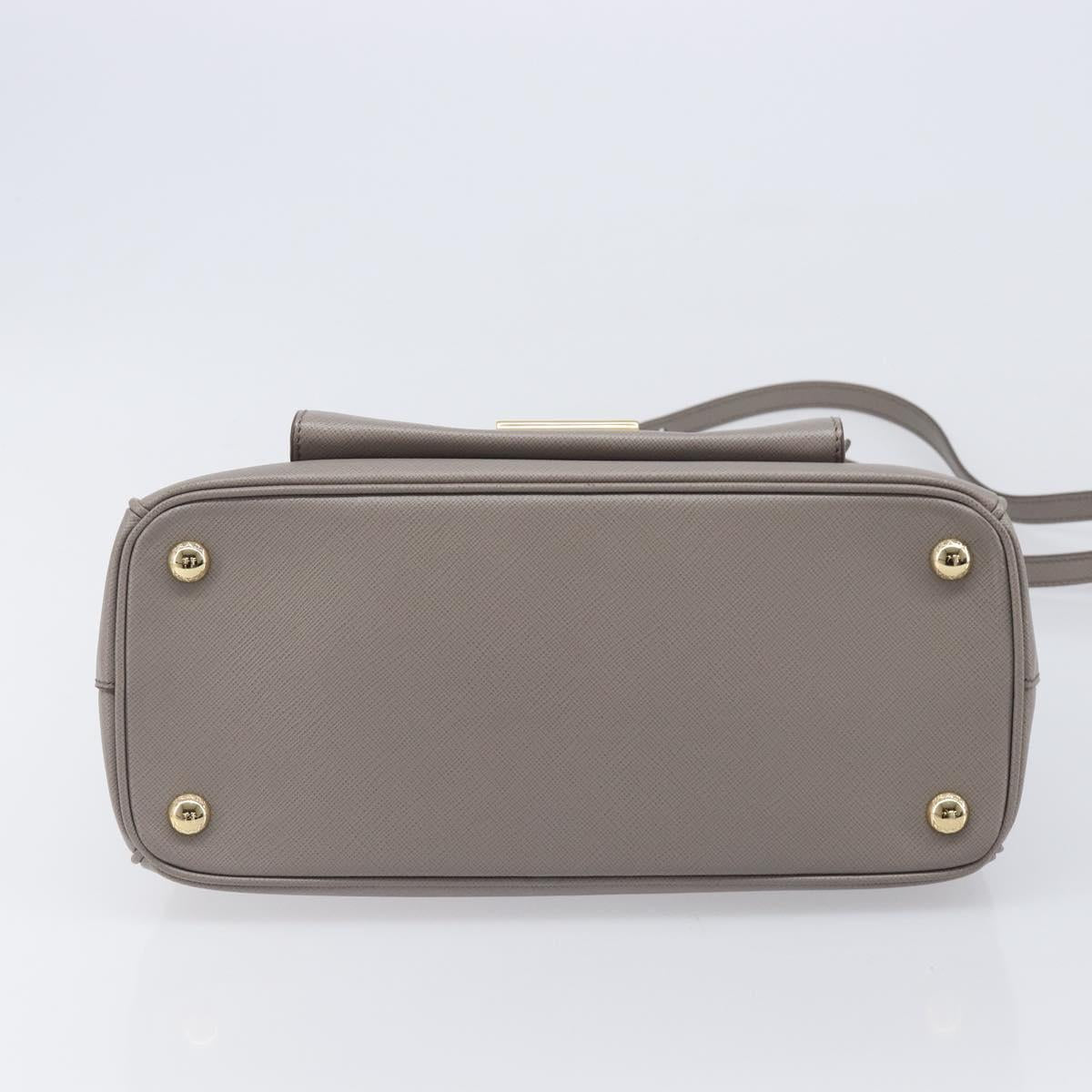 PRADA Galleria Hand Bag Safiano 2way Gray Gold Tone Auth 204854SAV