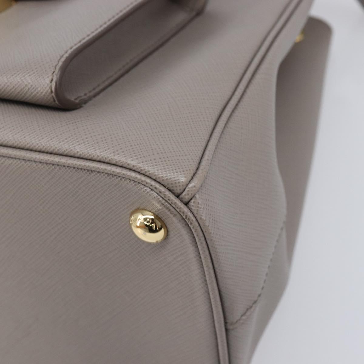 PRADA Galleria Hand Bag Safiano 2way Gray Gold Tone Auth 204854SAV