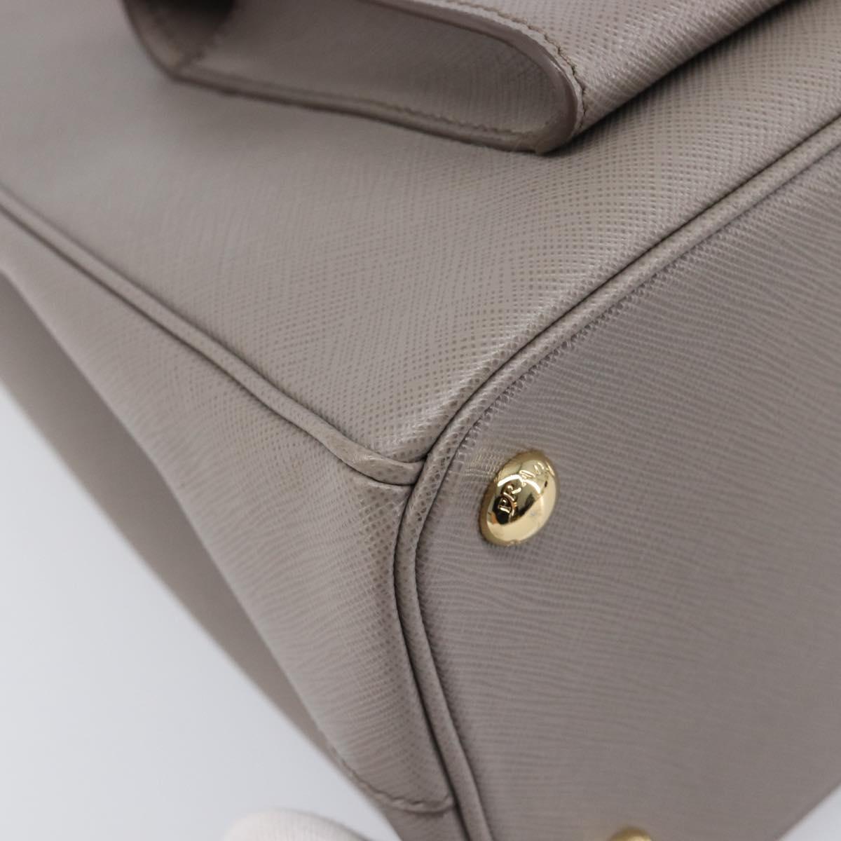 PRADA Galleria Hand Bag Safiano 2way Gray Gold Tone Auth 204854SAV