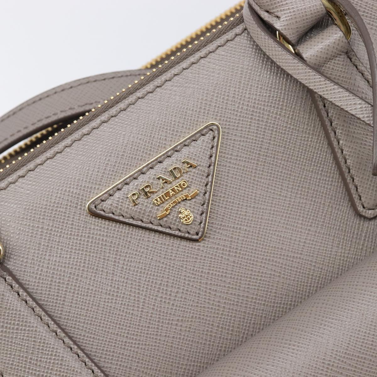 PRADA Galleria Hand Bag Safiano 2way Gray Gold Tone Auth 204854SAV