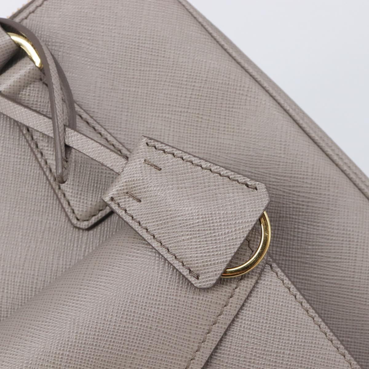PRADA Galleria Hand Bag Safiano 2way Gray Gold Tone Auth 204854SAV