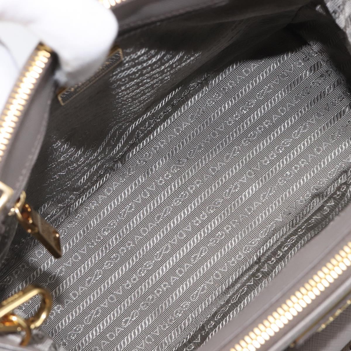 PRADA Galleria Hand Bag Safiano 2way Gray Gold Tone Auth 204854SAV