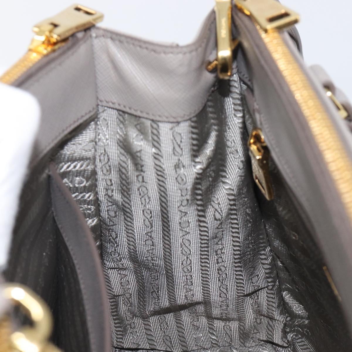 PRADA Galleria Hand Bag Safiano 2way Gray Gold Tone Auth 204854SAV