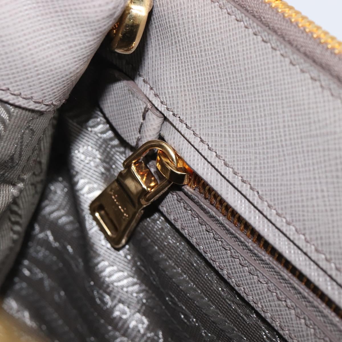 PRADA Galleria Hand Bag Safiano 2way Gray Gold Tone Auth 204854SAV