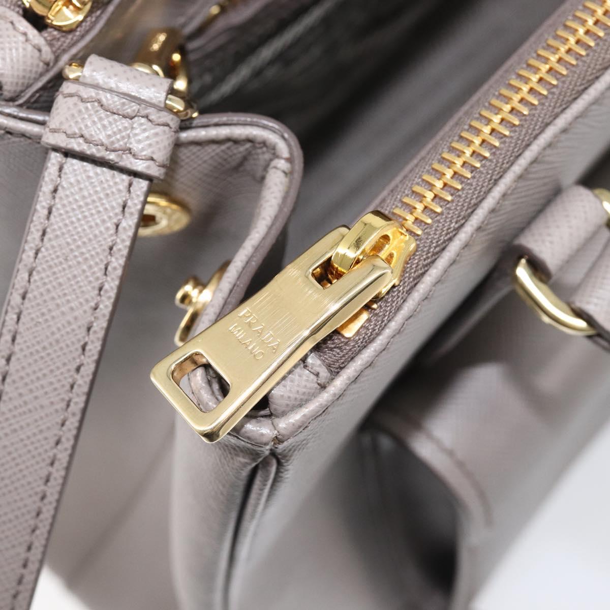 PRADA Galleria Hand Bag Safiano 2way Gray Gold Tone Auth 204854SAV