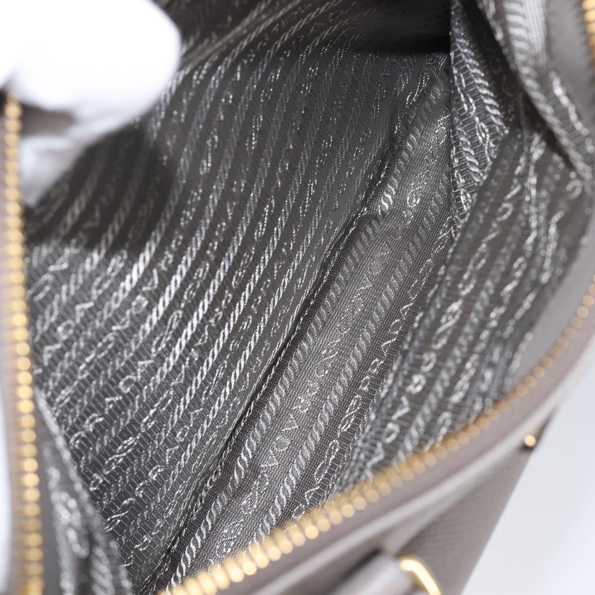 PRADA Galleria Hand Bag Safiano 2way Gray Gold Tone Auth 204854SAV