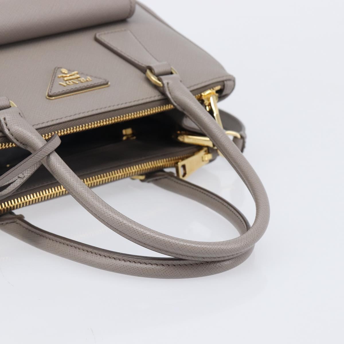 PRADA Galleria Hand Bag Safiano 2way Gray Gold Tone Auth 204854SAV