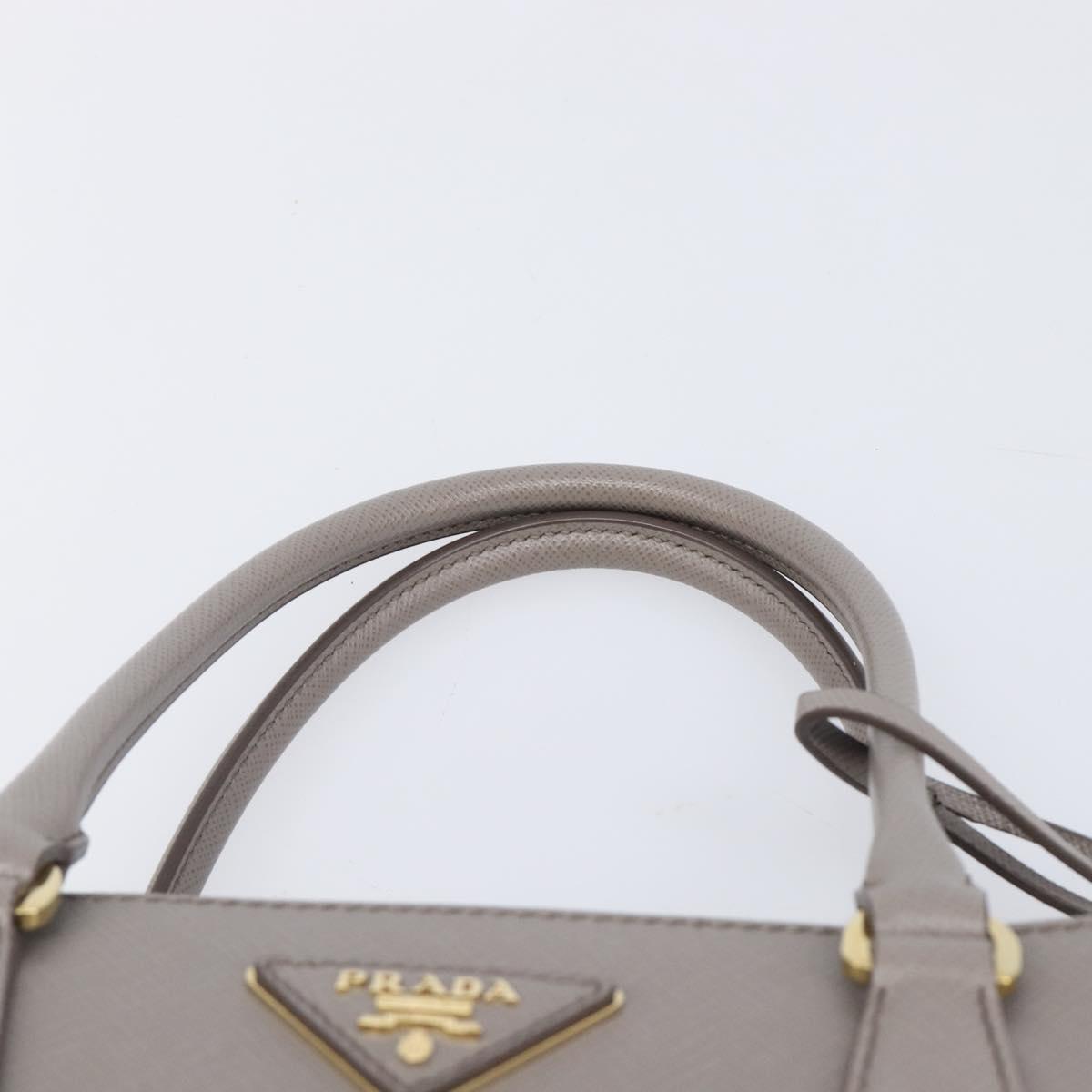 PRADA Galleria Hand Bag Safiano 2way Gray Gold Tone Auth 204854SAV