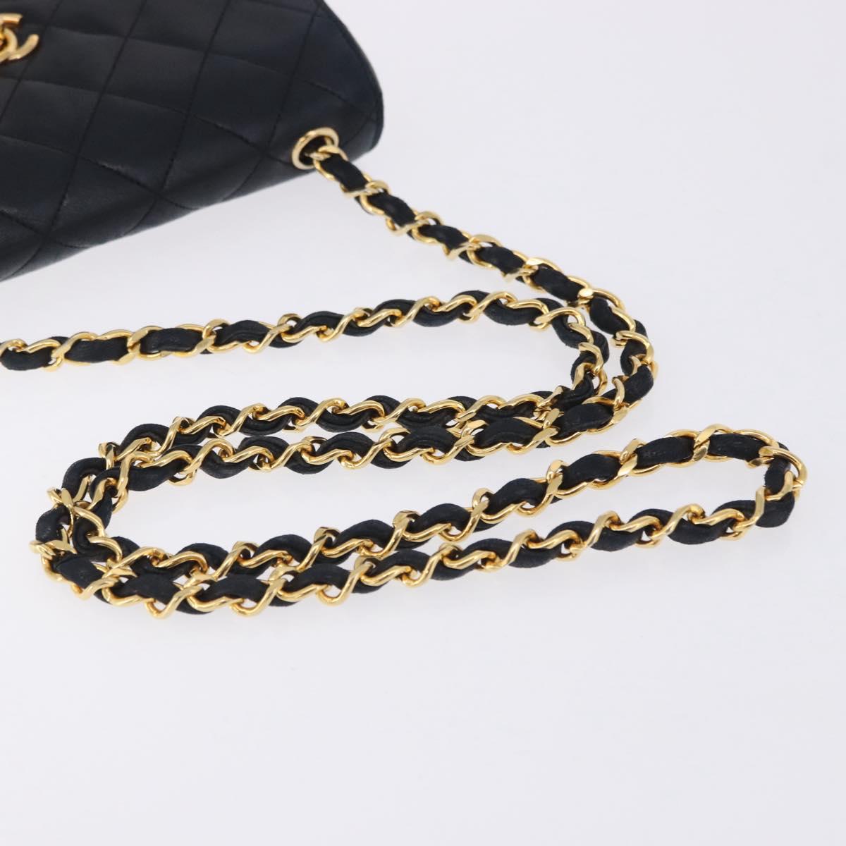 CHANEL Matelasse Chain Shoulder Bag Lamb Skin Beige Gold CC Auth 204855A