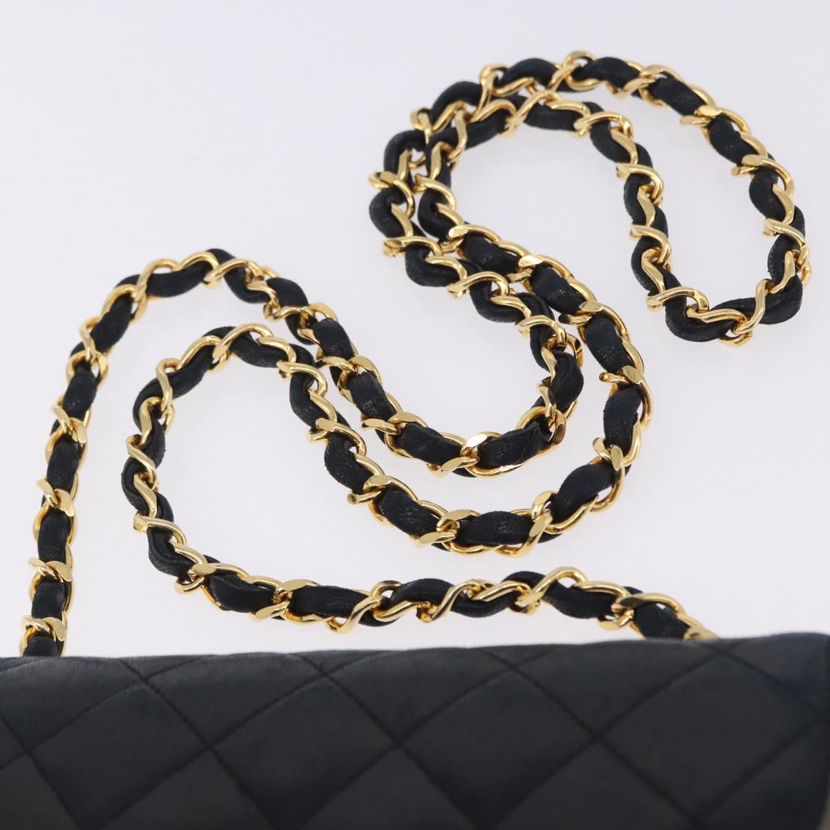 CHANEL Matelasse Chain Shoulder Bag Lamb Skin Beige Gold CC Auth 204855A