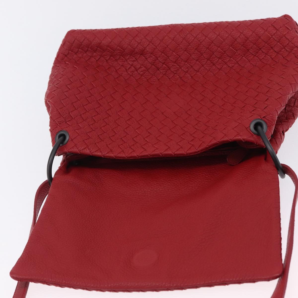 BOTTEGA VENETA INTRECCIATO Shoulder Bag Leather Red Auth 204857V