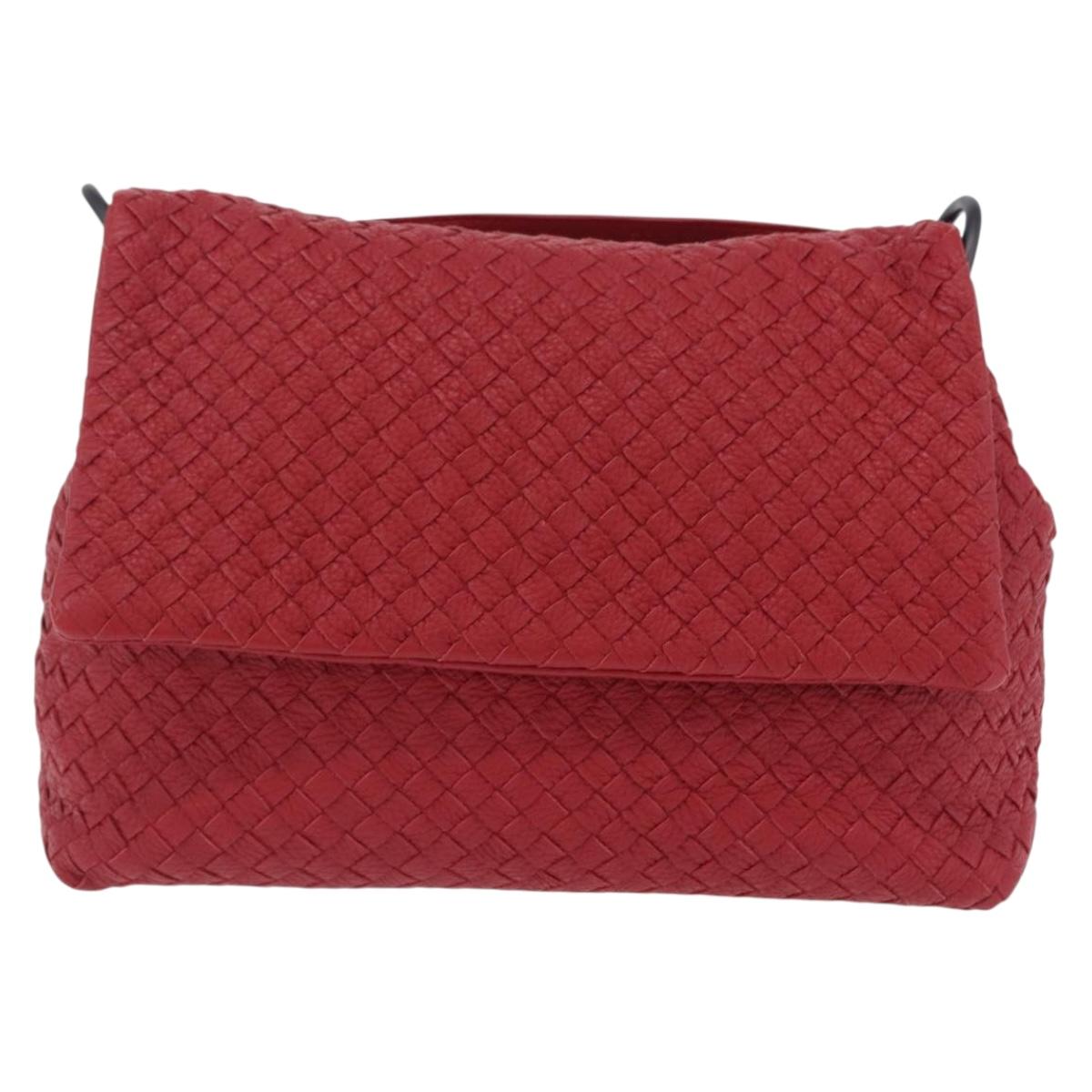 BOTTEGA VENETA INTRECCIATO Shoulder Bag Leather Red Auth 204857V