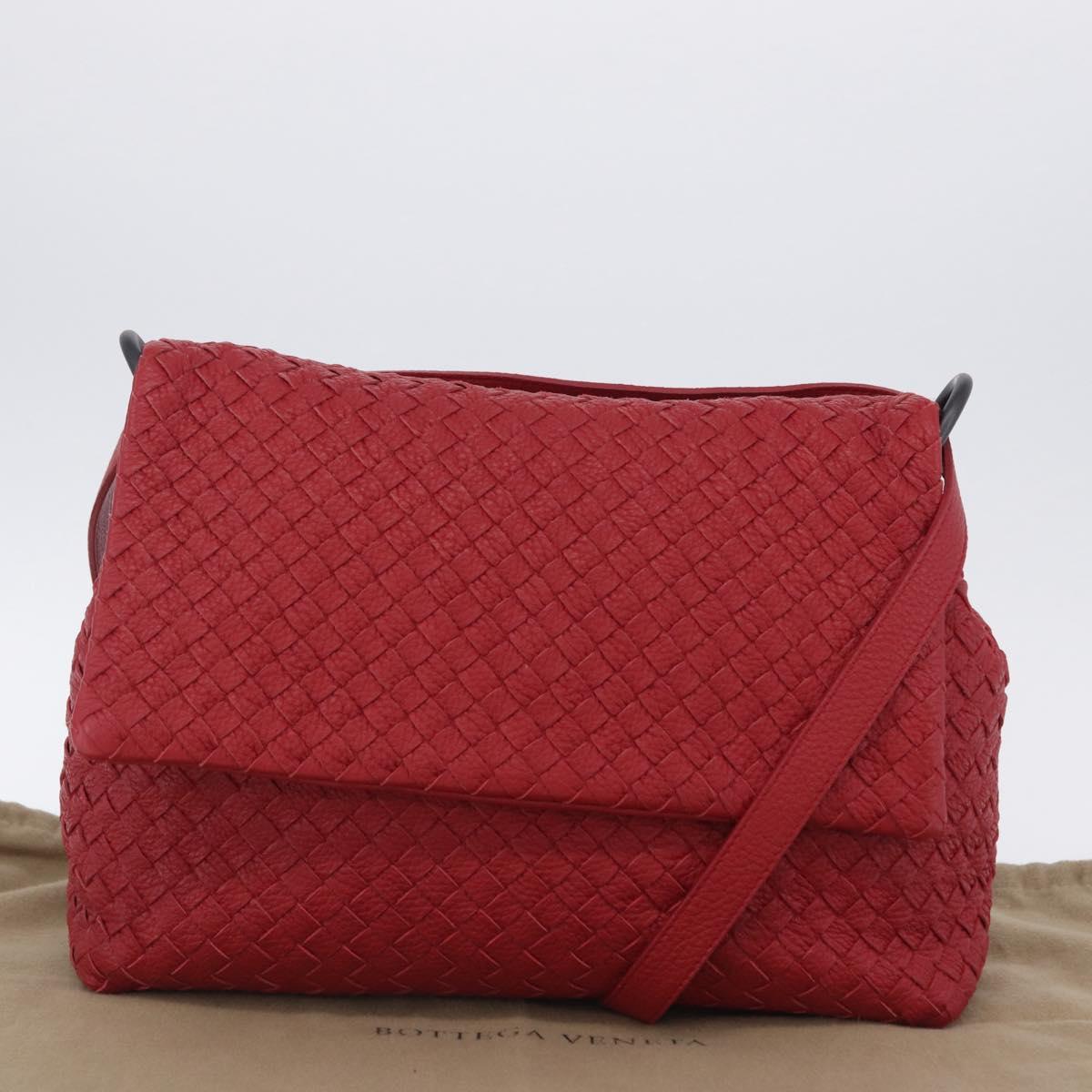 BOTTEGA VENETA INTRECCIATO Shoulder Bag Leather Red Auth 204857V