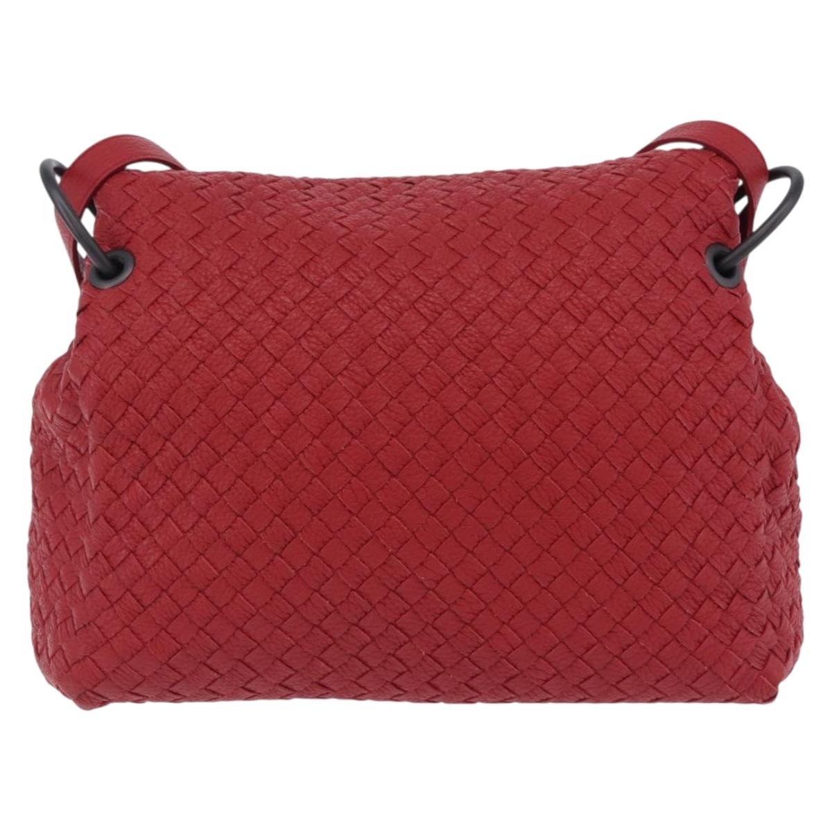 BOTTEGA VENETA INTRECCIATO Shoulder Bag Leather Red Auth 204857V
