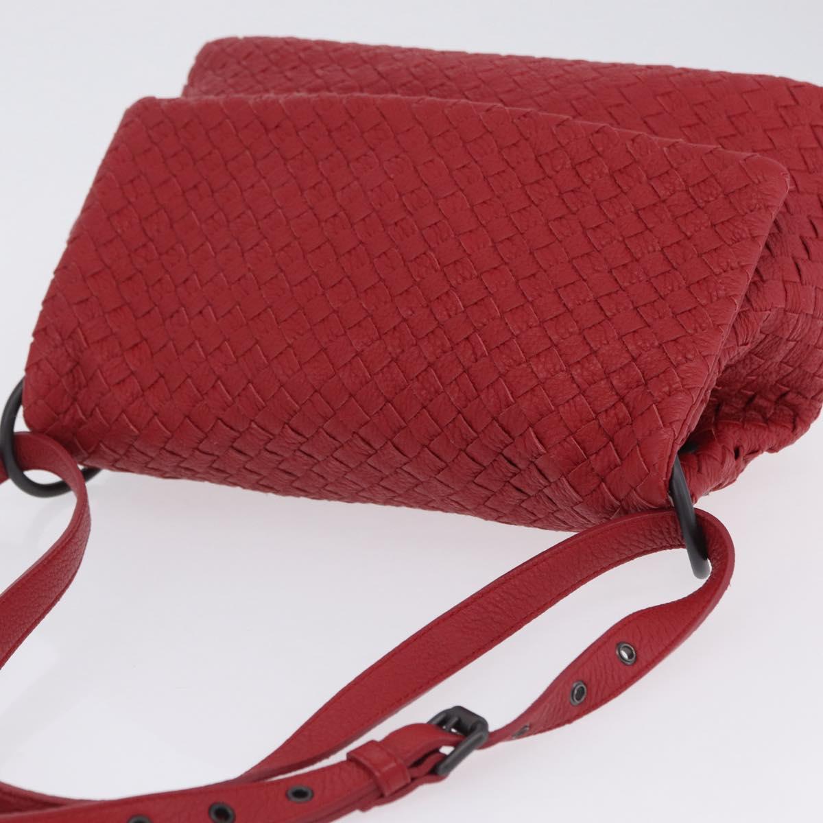 BOTTEGA VENETA INTRECCIATO Shoulder Bag Leather Red Auth 204857V