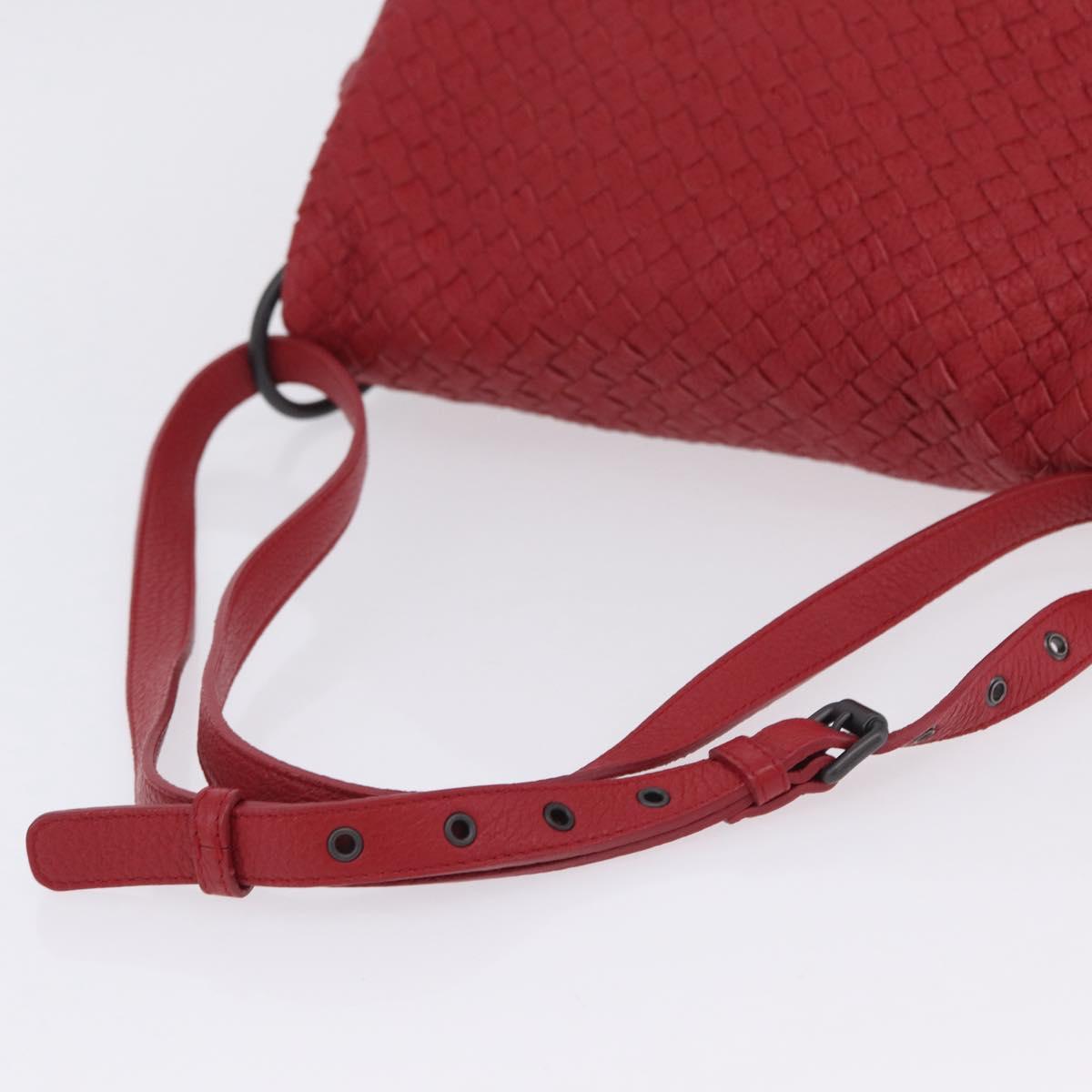 BOTTEGA VENETA INTRECCIATO Shoulder Bag Leather Red Auth 204857V
