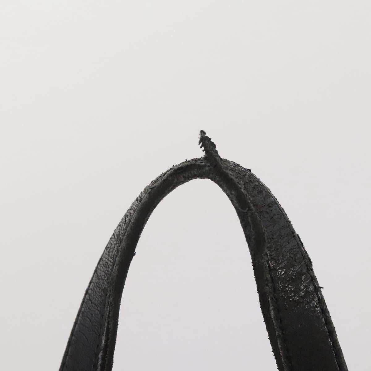 LOEWE Hand Bag Leather Black Gold Auth 204858