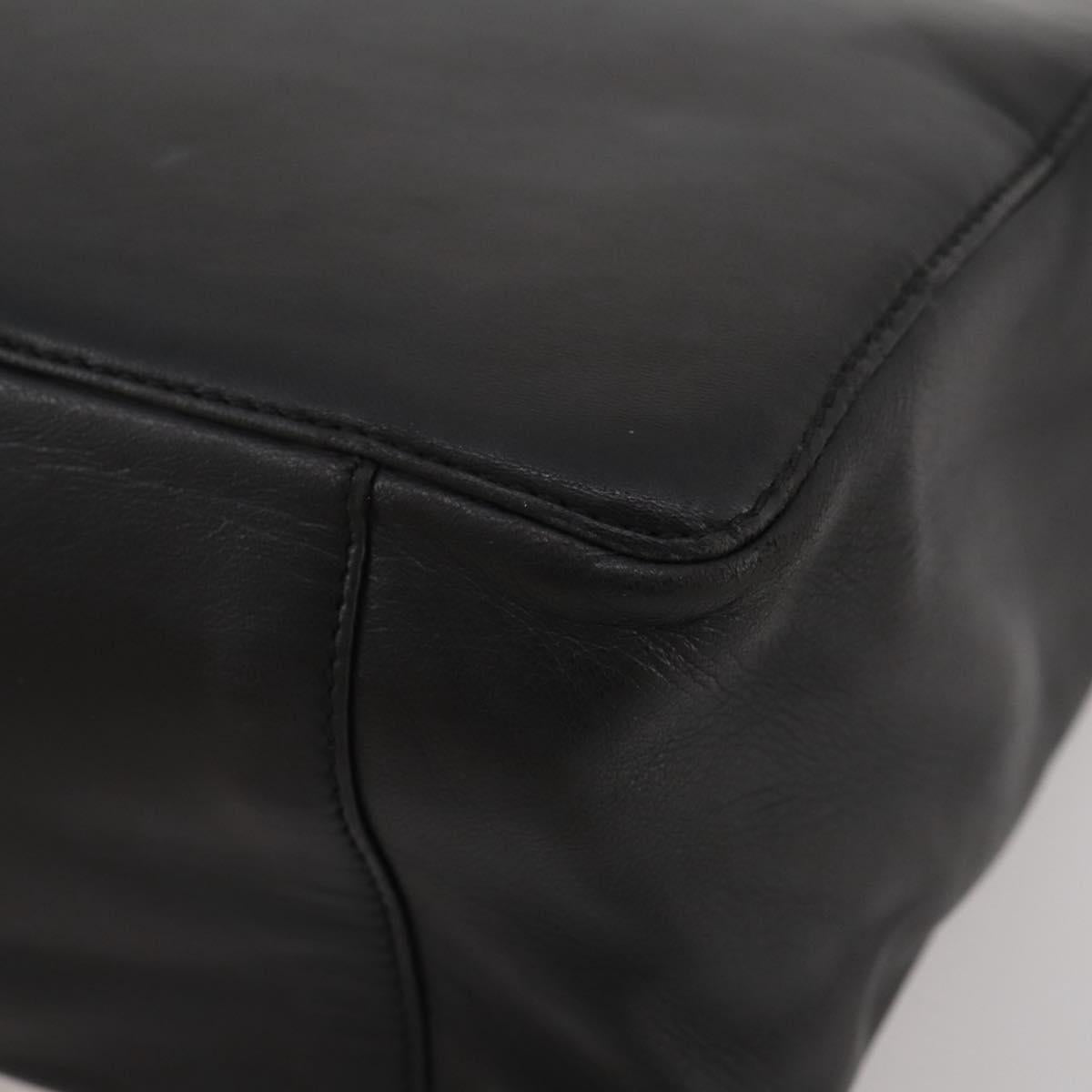 LOEWE Hand Bag Leather Black Gold Auth 204858