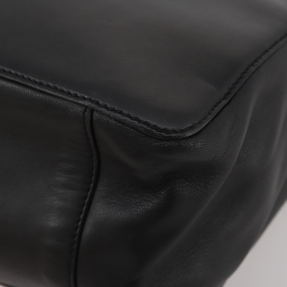 LOEWE Hand Bag Leather Black Gold Auth 204858