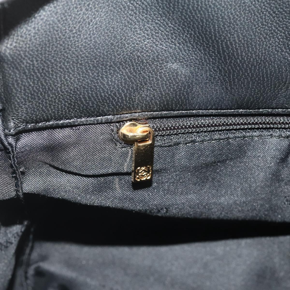 LOEWE Hand Bag Leather Black Gold Auth 204858