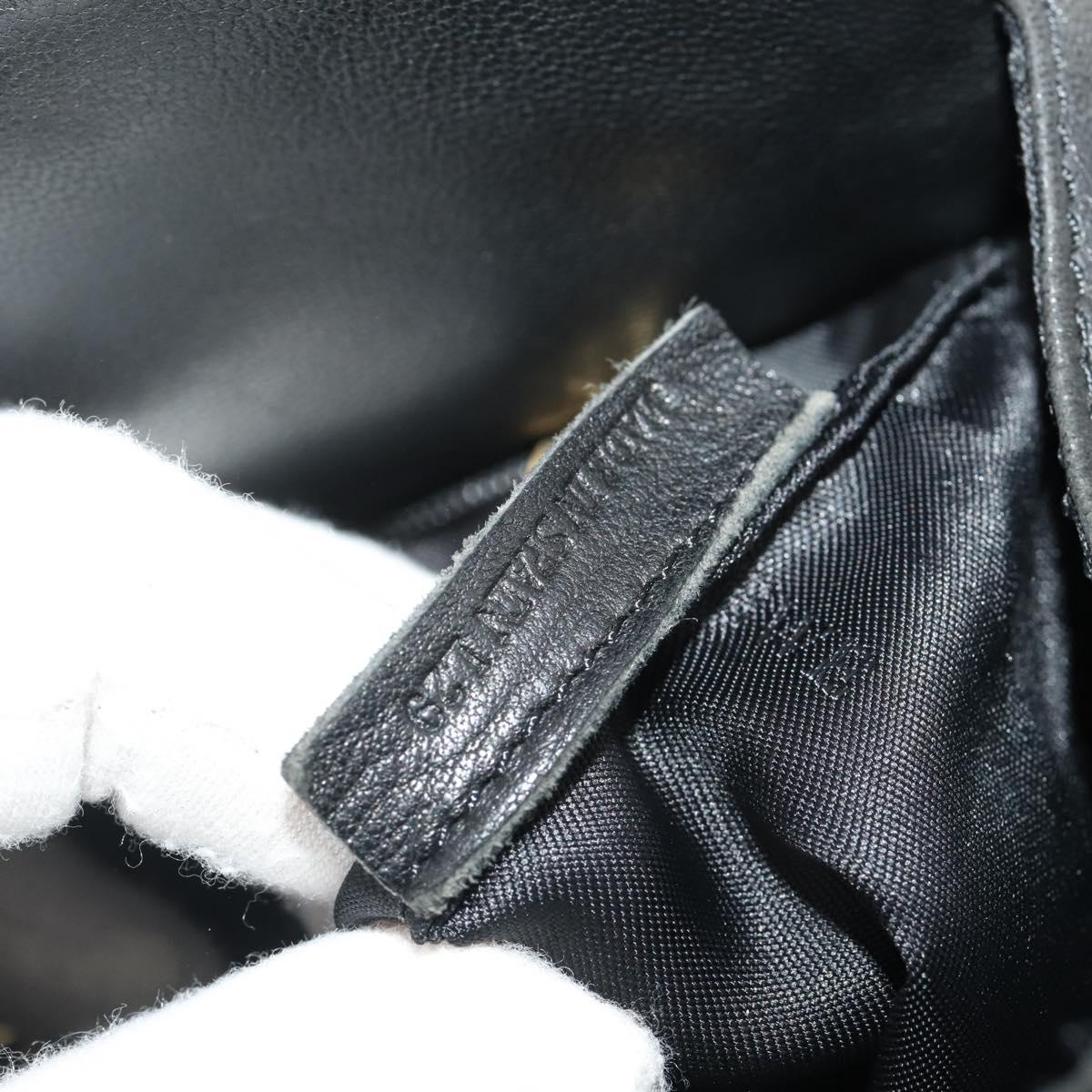LOEWE Hand Bag Leather Black Gold Auth 204858