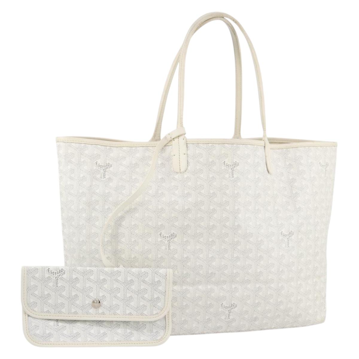 GOYARD Herringbone Saint Louis GM Tote Bag PVC White Auth 204859A