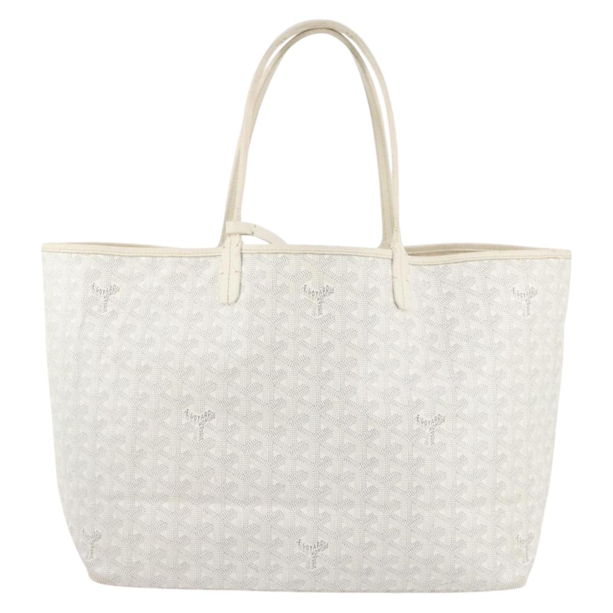 GOYARD Herringbone Saint Louis GM Tote Bag PVC White Auth 204859A