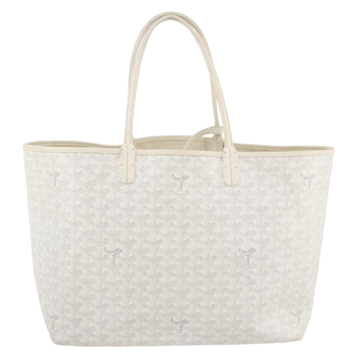 GOYARD Herringbone Saint Louis GM Tote Bag PVC White Auth 204859A