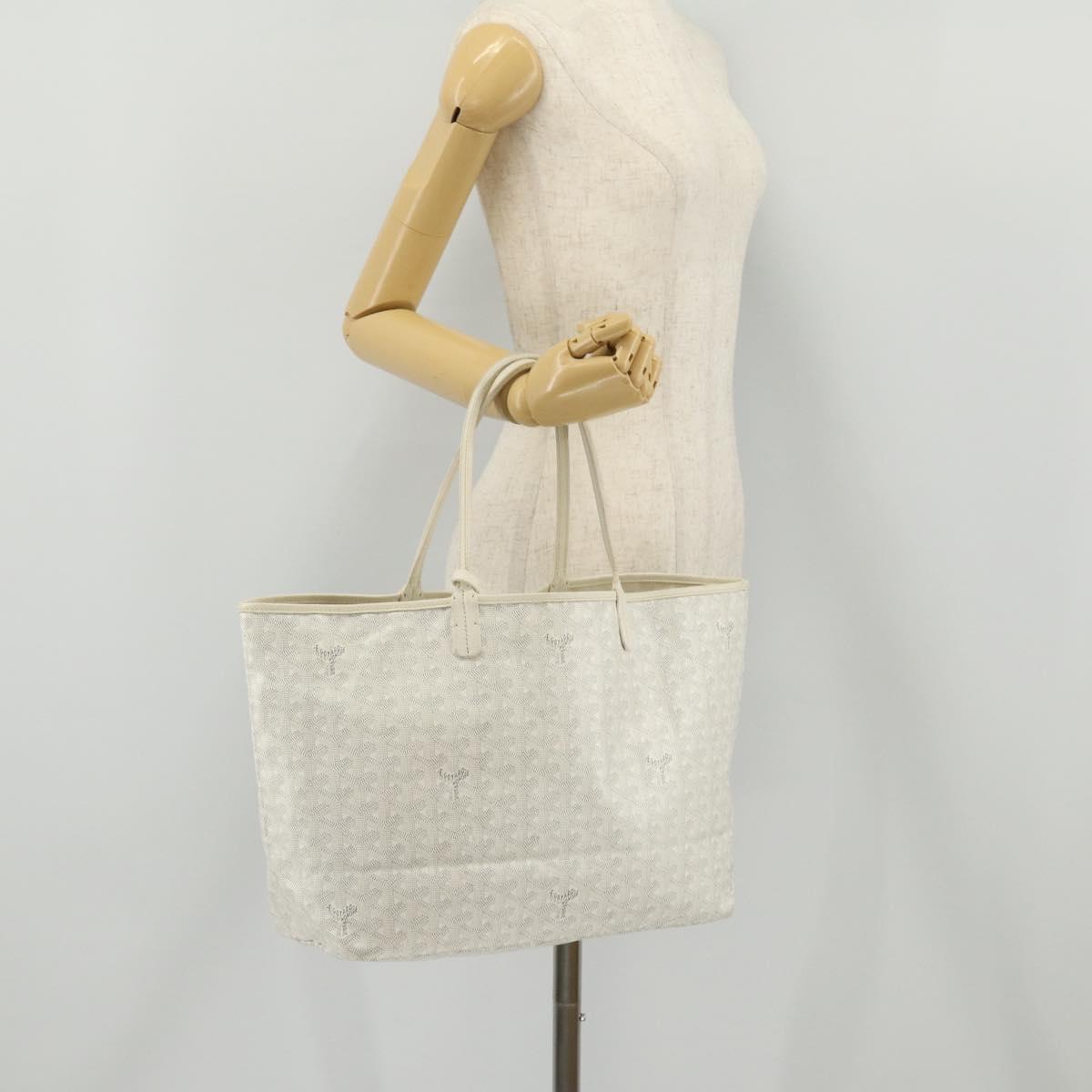 GOYARD Herringbone Saint Louis GM Tote Bag PVC White Auth 204859A