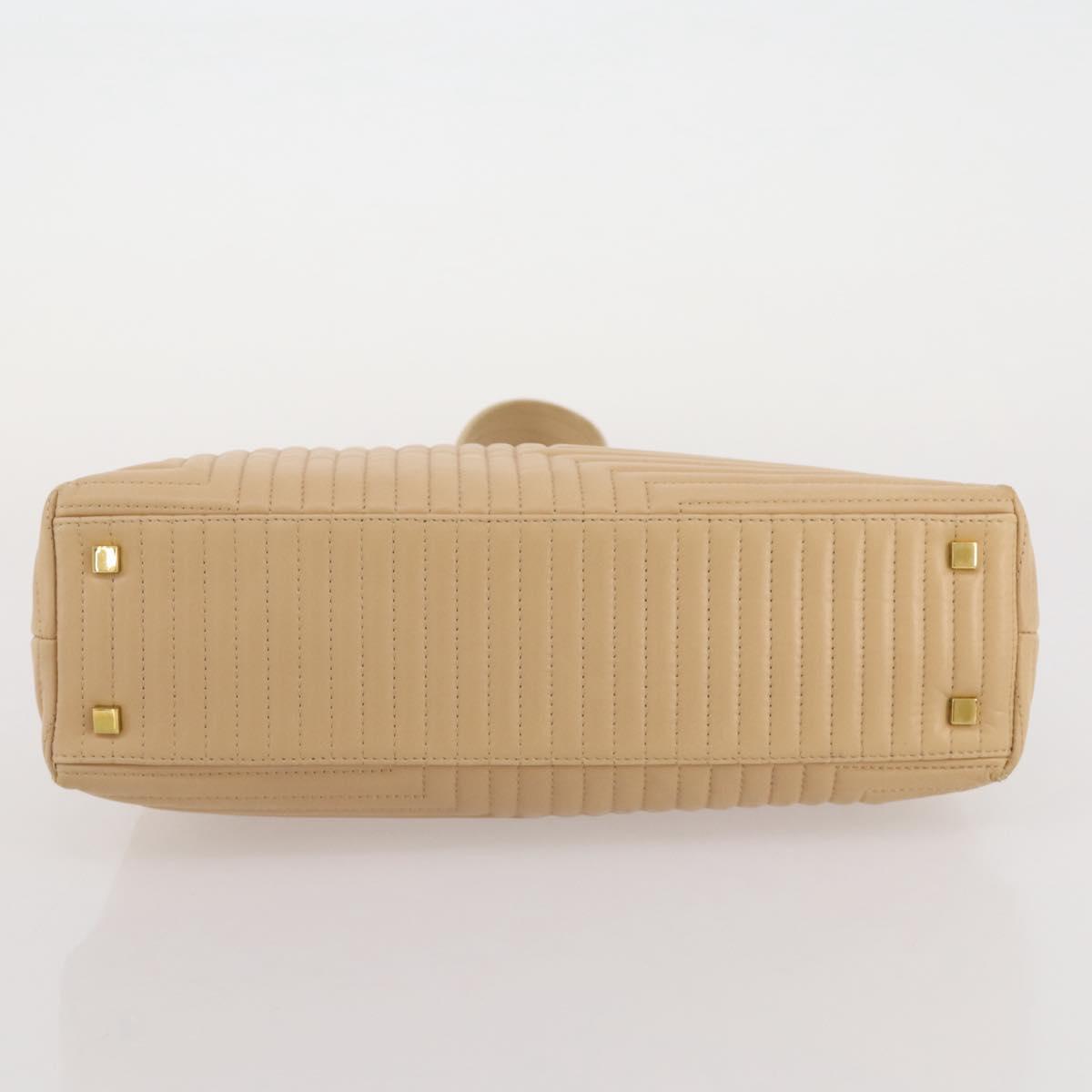 BALLY Shoulder Bag Leather Beige Gold Auth 204860A