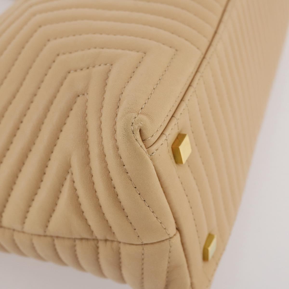 BALLY Shoulder Bag Leather Beige Gold Auth 204860A