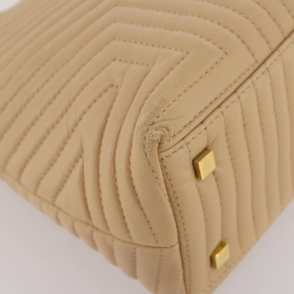 BALLY Shoulder Bag Leather Beige Gold Auth 204860A