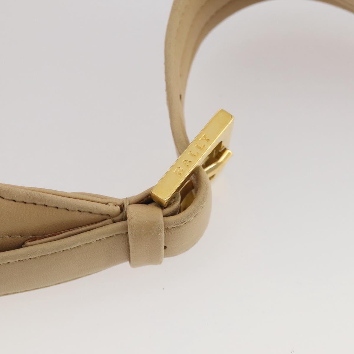 BALLY Shoulder Bag Leather Beige Gold Auth 204860A