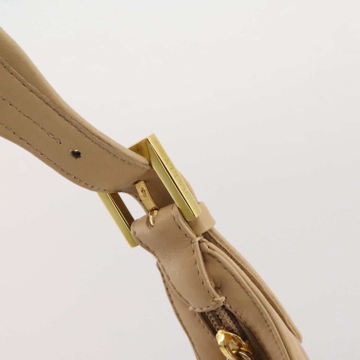 BALLY Shoulder Bag Leather Beige Gold Auth 204860A