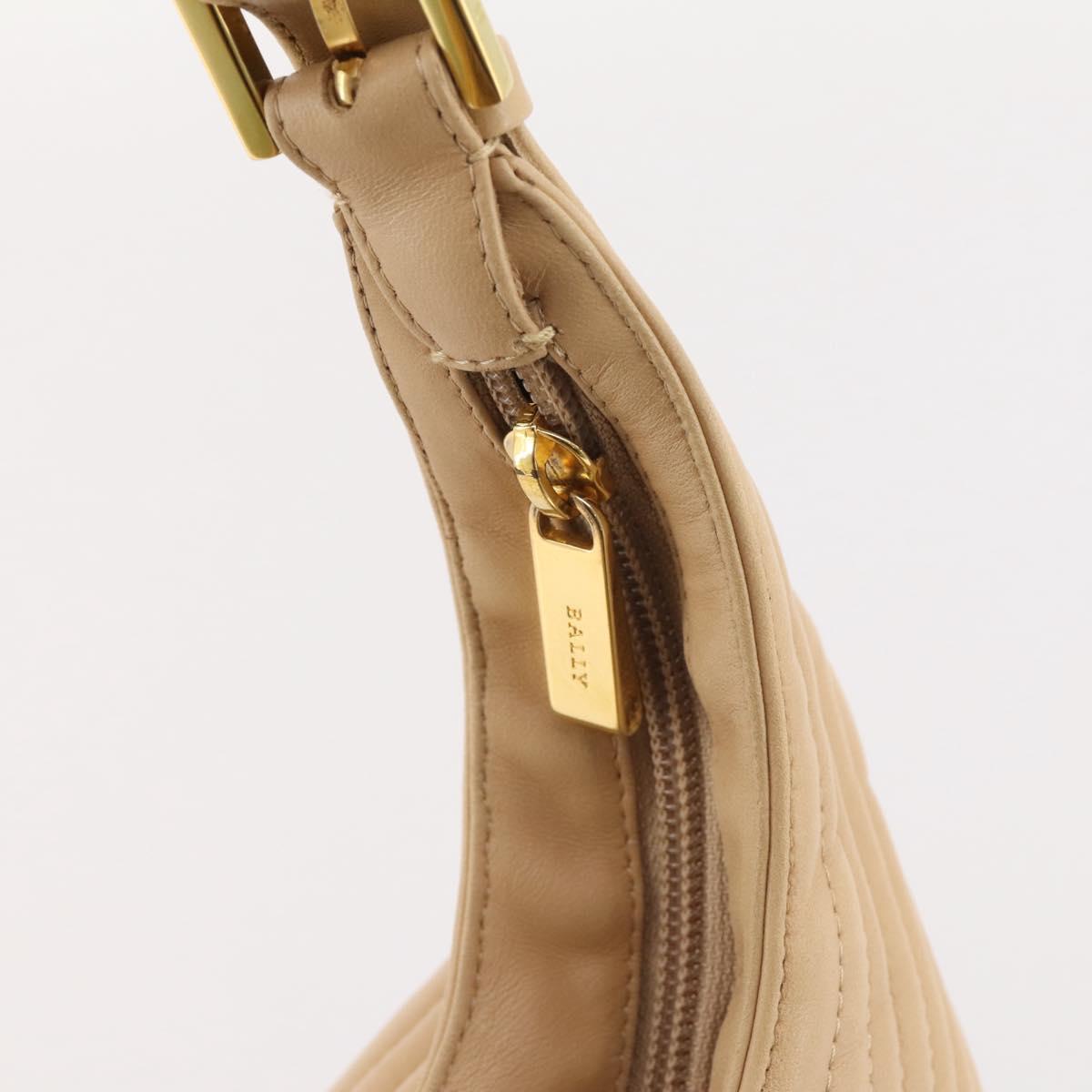 BALLY Shoulder Bag Leather Beige Gold Auth 204860A