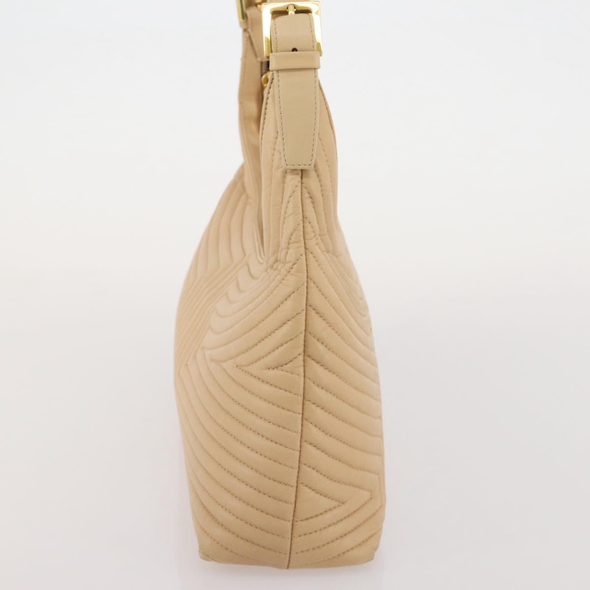 BALLY Shoulder Bag Leather Beige Gold Auth 204860A