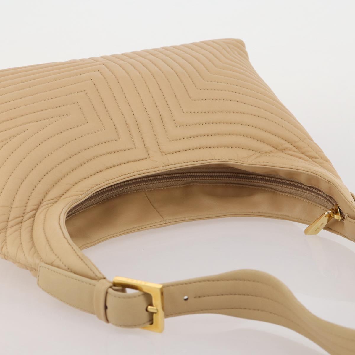 BALLY Shoulder Bag Leather Beige Gold Auth 204860A