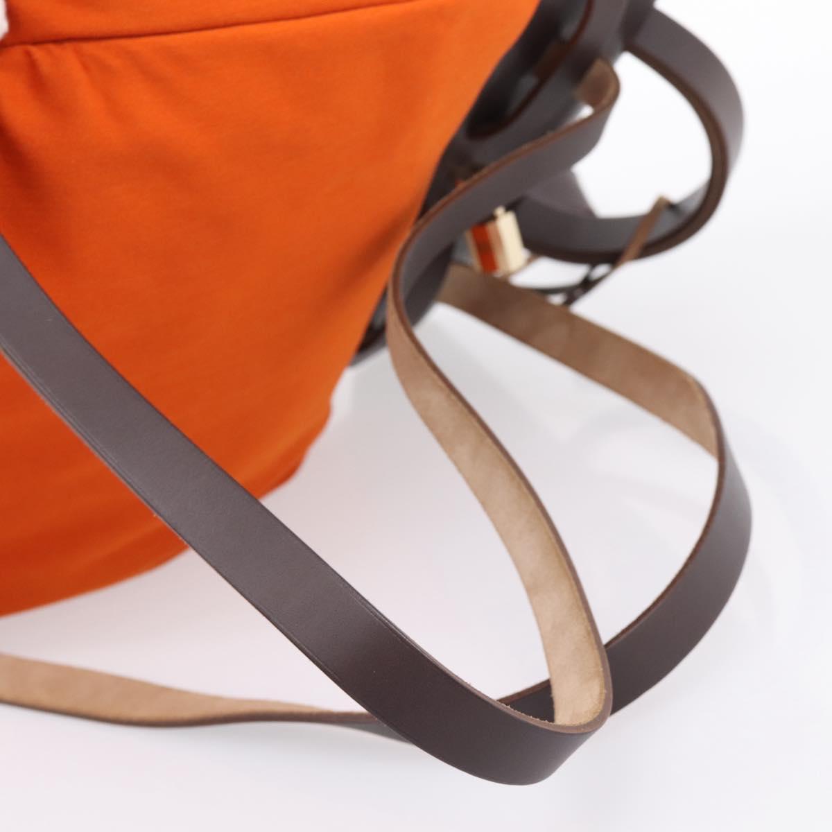 HERMES Herbag Ad PM Backpack Canvas Leather 2way Orange Gold Auth 204861M
