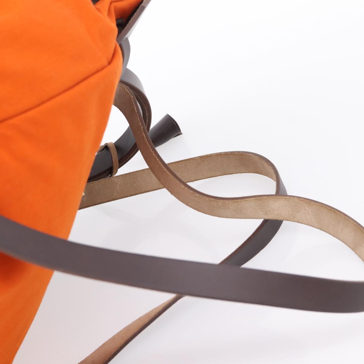 HERMES Herbag Ad PM Backpack Canvas Leather 2way Orange Gold Auth 204861M