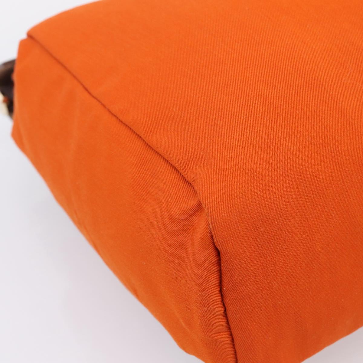 HERMES Herbag Ad PM Backpack Canvas Leather 2way Orange Gold Auth 204861M