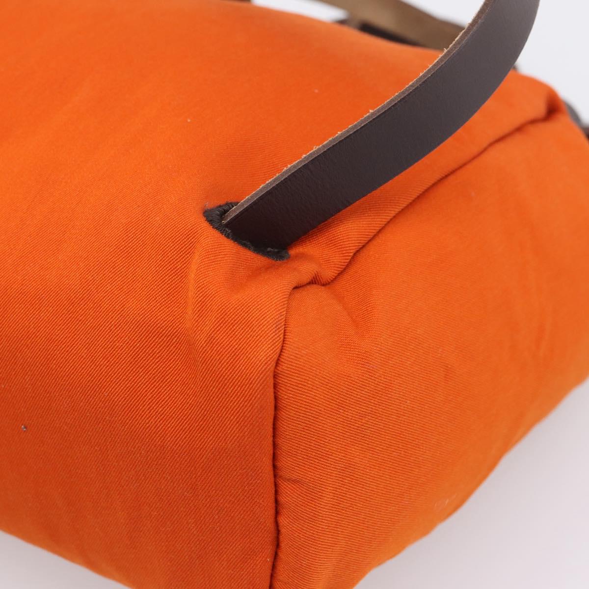 HERMES Herbag Ad PM Backpack Canvas Leather 2way Orange Gold Auth 204861M
