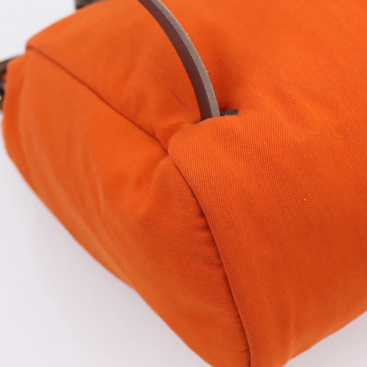 HERMES Herbag Ad PM Backpack Canvas Leather 2way Orange Gold Auth 204861M