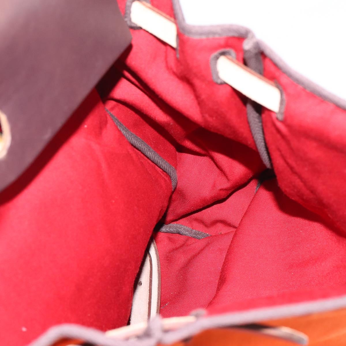 HERMES Herbag Ad PM Backpack Canvas Leather 2way Orange Gold Auth 204861M