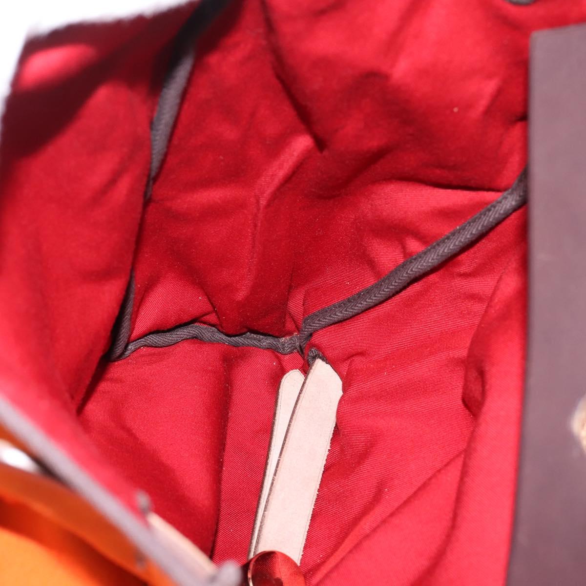 HERMES Herbag Ad PM Backpack Canvas Leather 2way Orange Gold Auth 204861M