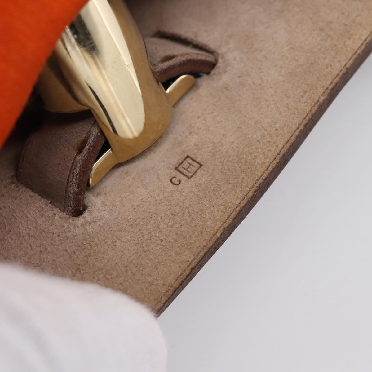 HERMES Herbag Ad PM Backpack Canvas Leather 2way Orange Gold Auth 204861M