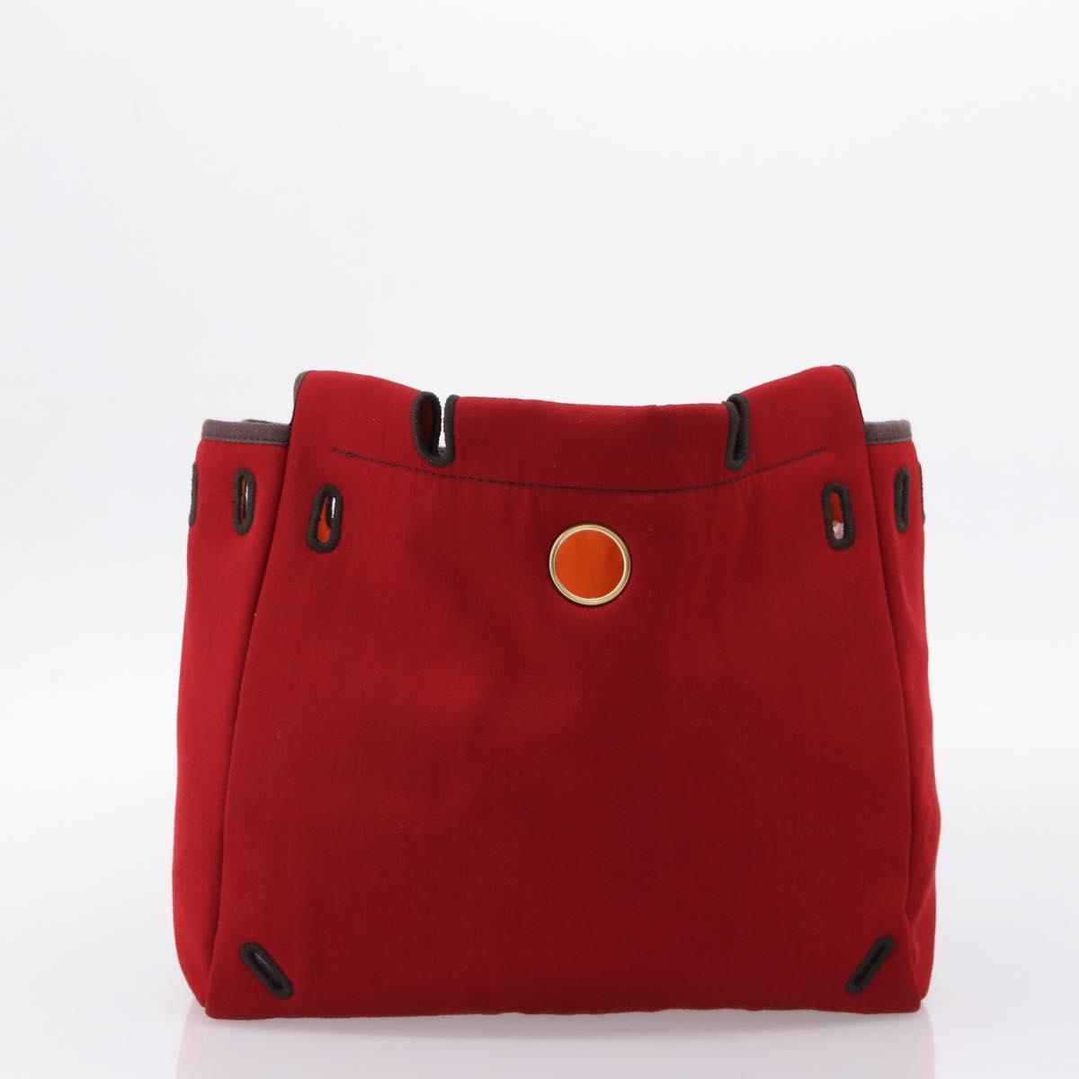 HERMES Herbag Ad PM Backpack Canvas Leather 2way Orange Gold Auth 204861M