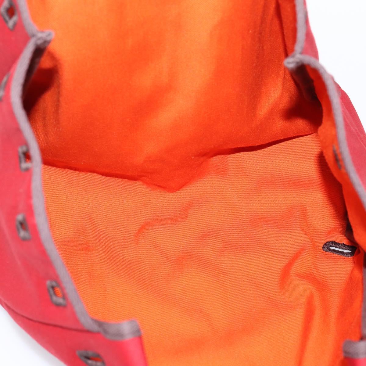 HERMES Herbag Ad PM Backpack Canvas Leather 2way Orange Gold Auth 204861M