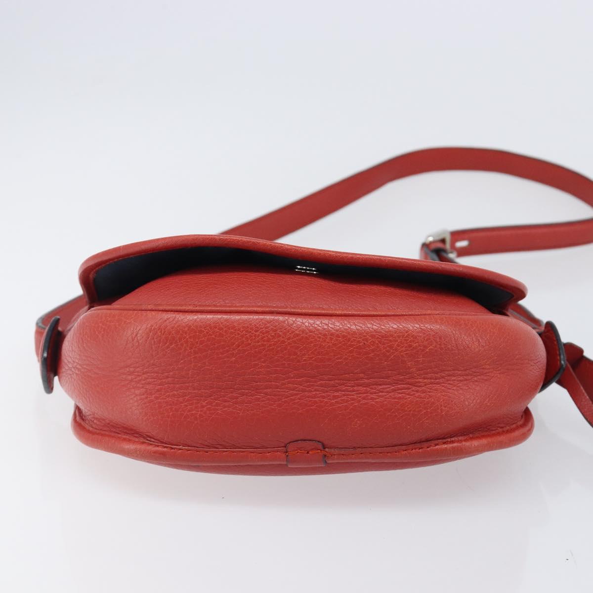 LOEWE Shoulder Bag Leather Red Silver Auth 204862