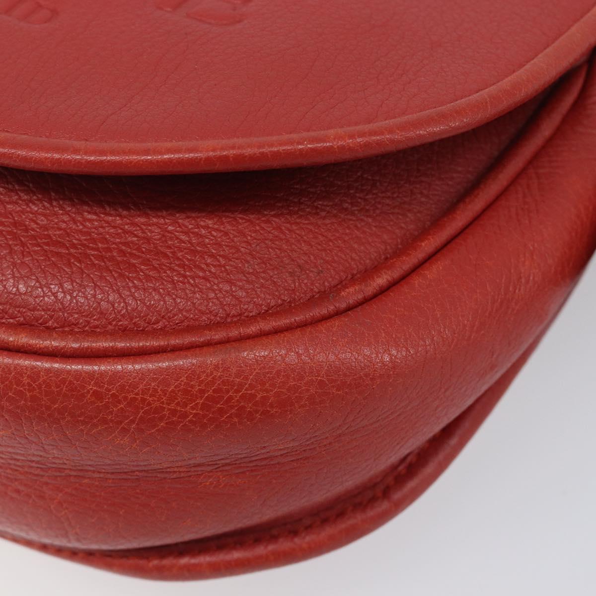 LOEWE Shoulder Bag Leather Red Silver Auth 204862