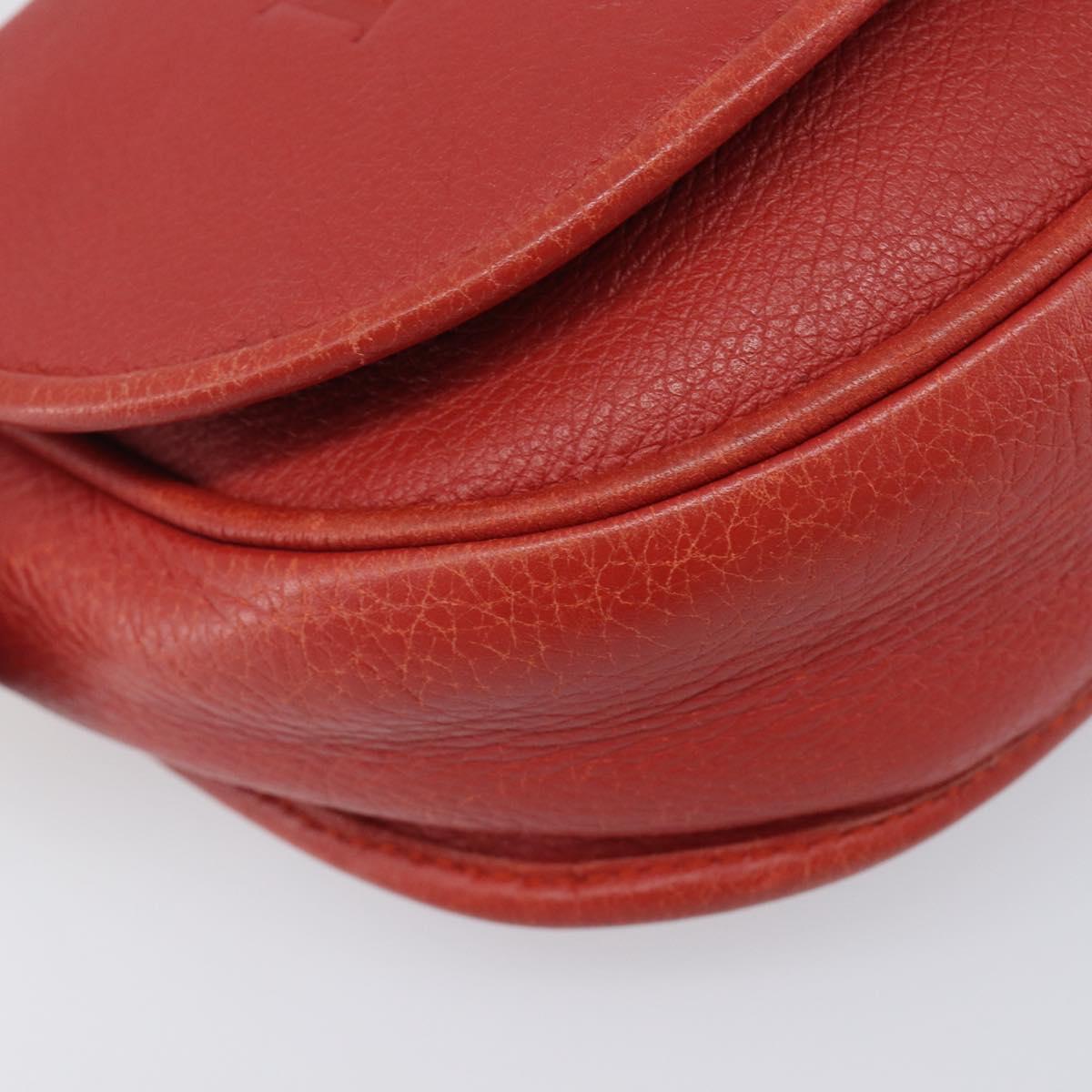 LOEWE Shoulder Bag Leather Red Silver Auth 204862